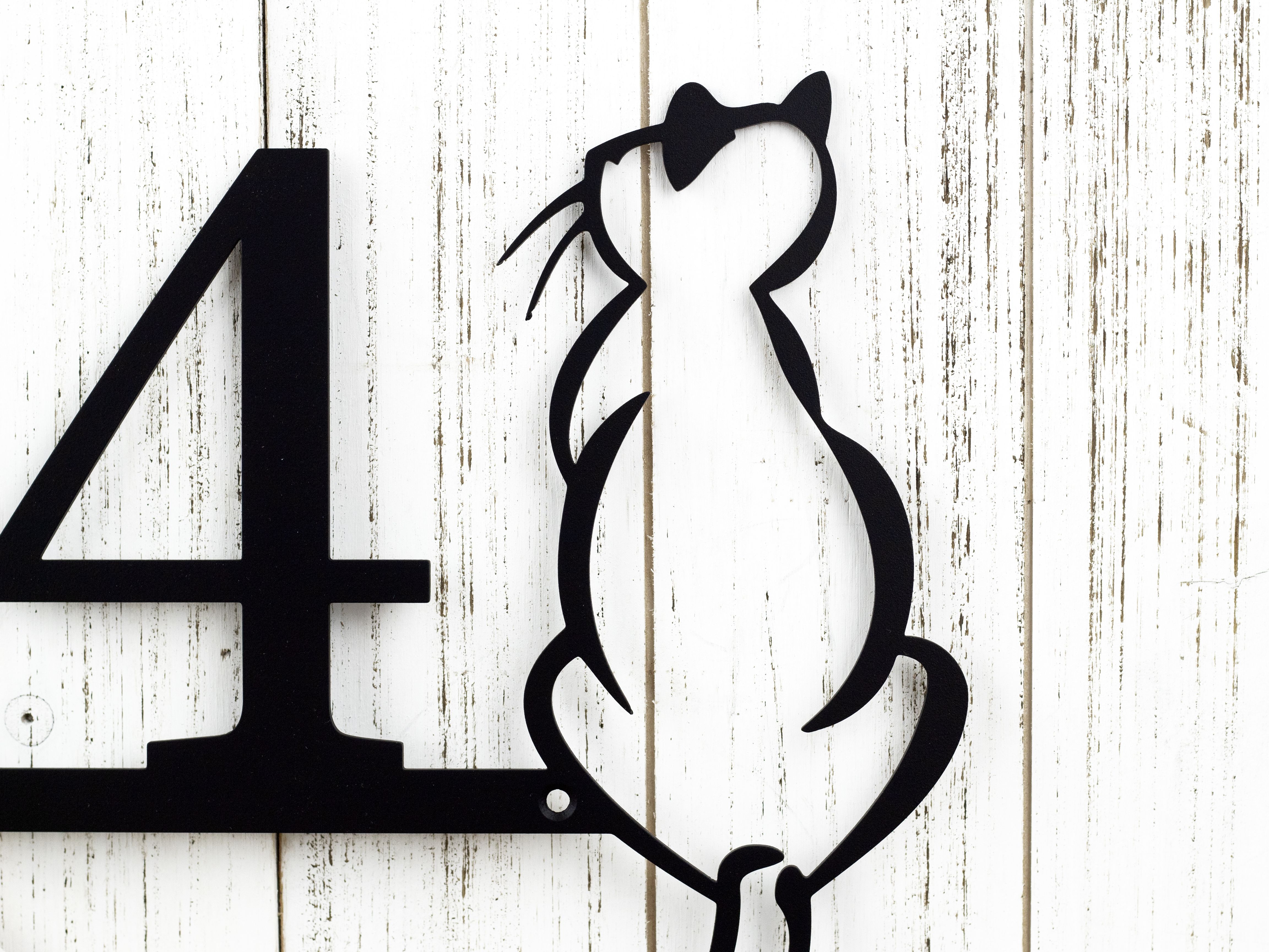 Buy Hand Crafted Metal House Number Sign, Cat, made to order from