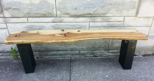 Custom Made Live Edge Bench- Modern Bench- Modern Coffee Table- Natural Wood- Wooden Bench- Hickory