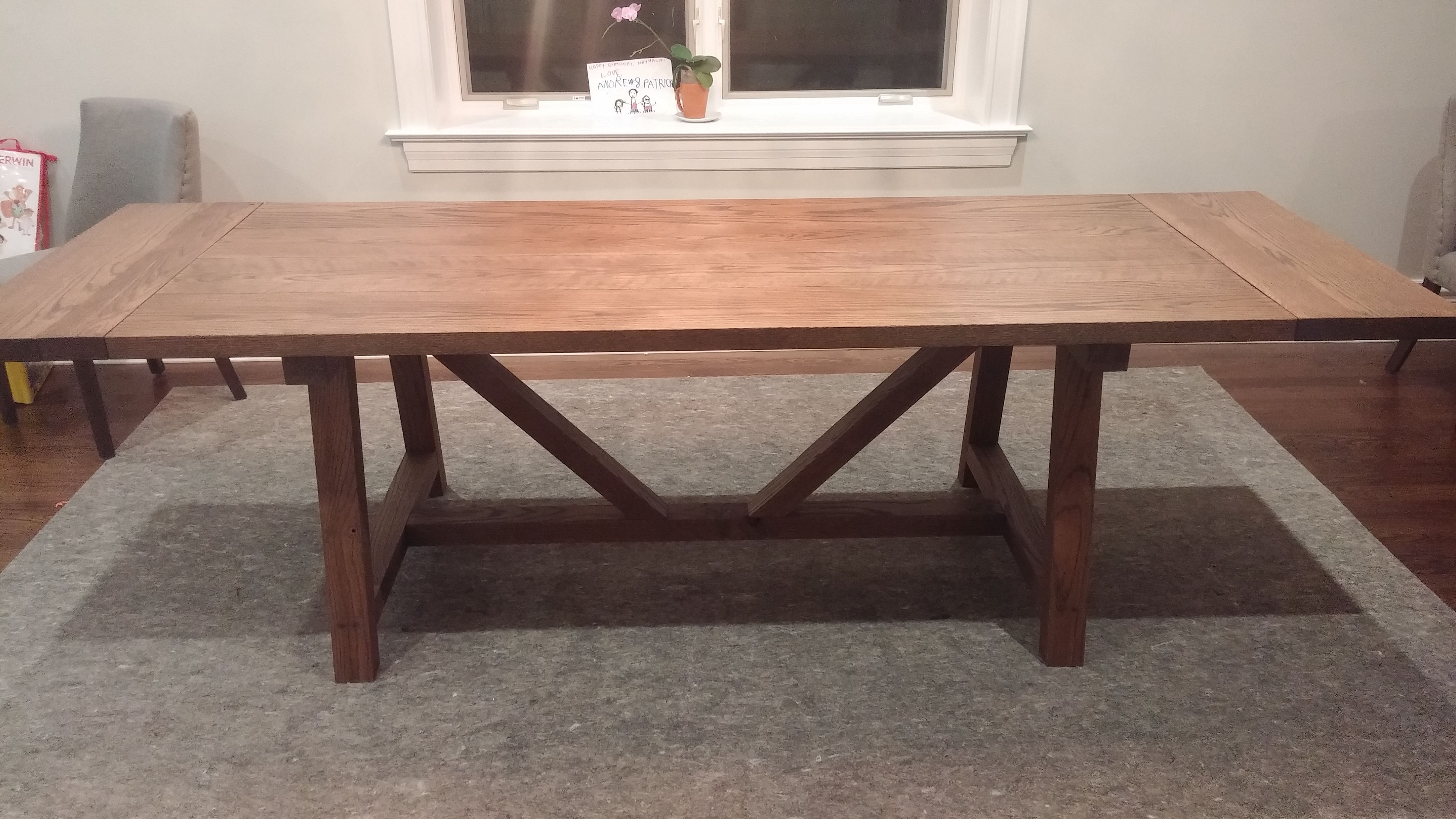 Custom Solid Oak Farmhouse Trestle Dining Table By The Urban