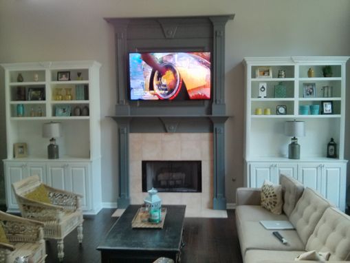 Custom Made Bookshelves With Double Mantel