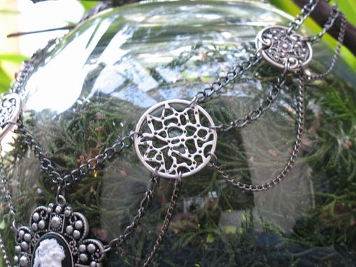 Custom Made Jewelry: Steampunk / Neo-Victorian Necklace: Silver Cameo With Filigree