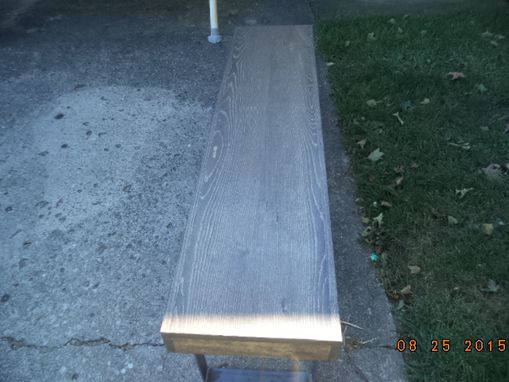 Custom Made 4' Wooden Bench With Steel Legs In A Farmhouse Style