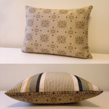 Custom Made One Of A Kind, Handmade Decorative Pillow - Scrolls & Stripes