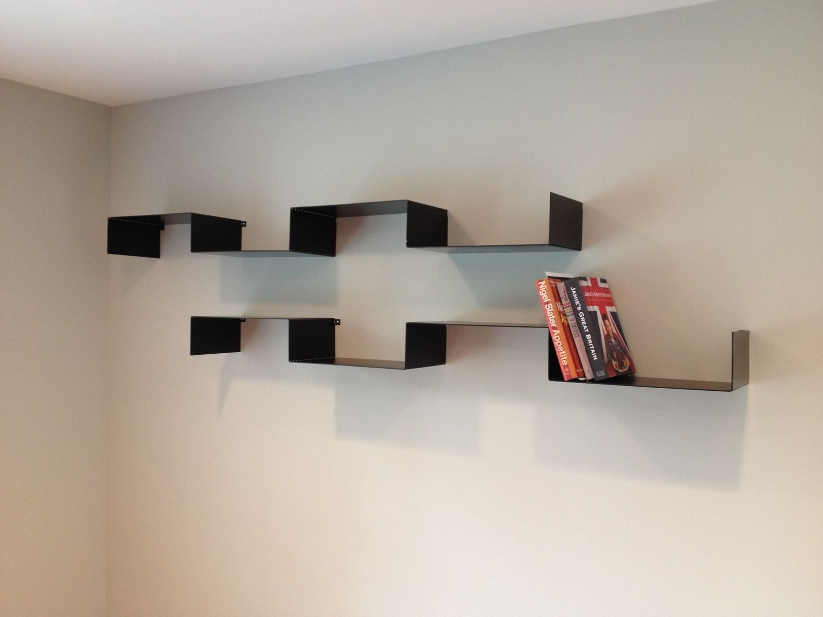 Hand Crafted Floating Folded Steel Shelves by Object A