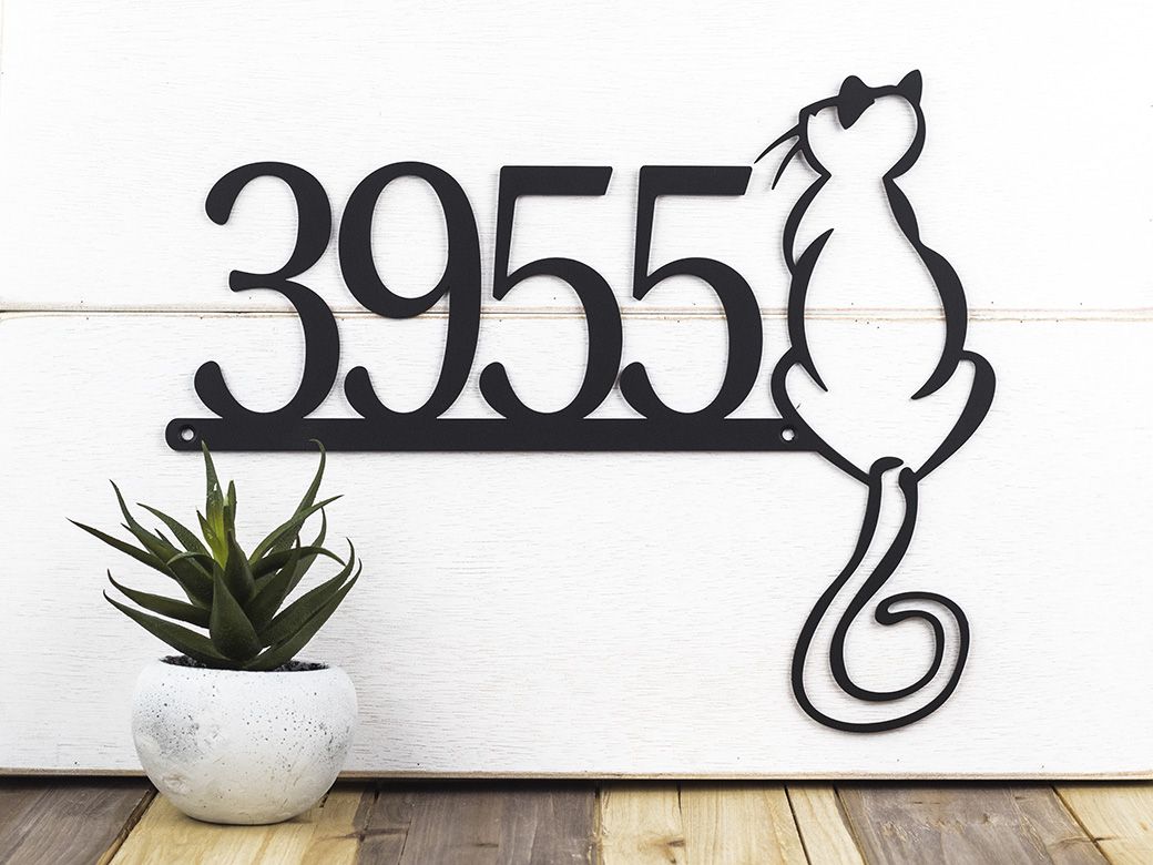 Buy a Hand Made Cat House Number Metal Sign Address Sign Custom