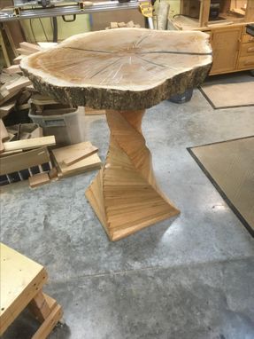 Custom Made White Oak Cafe Sculpture Base Table - Stool Height