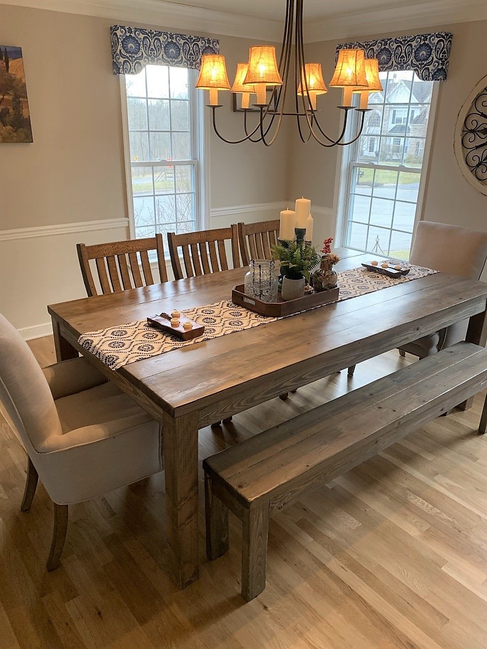 custom made rustic farmhouse dining table and setsjer's
