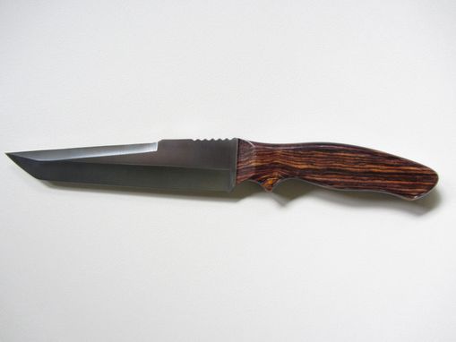 Custom Made Custom Knife - Tanto Style - Stainless Steel Blade - Handmade Cocobolo Wood Handle
