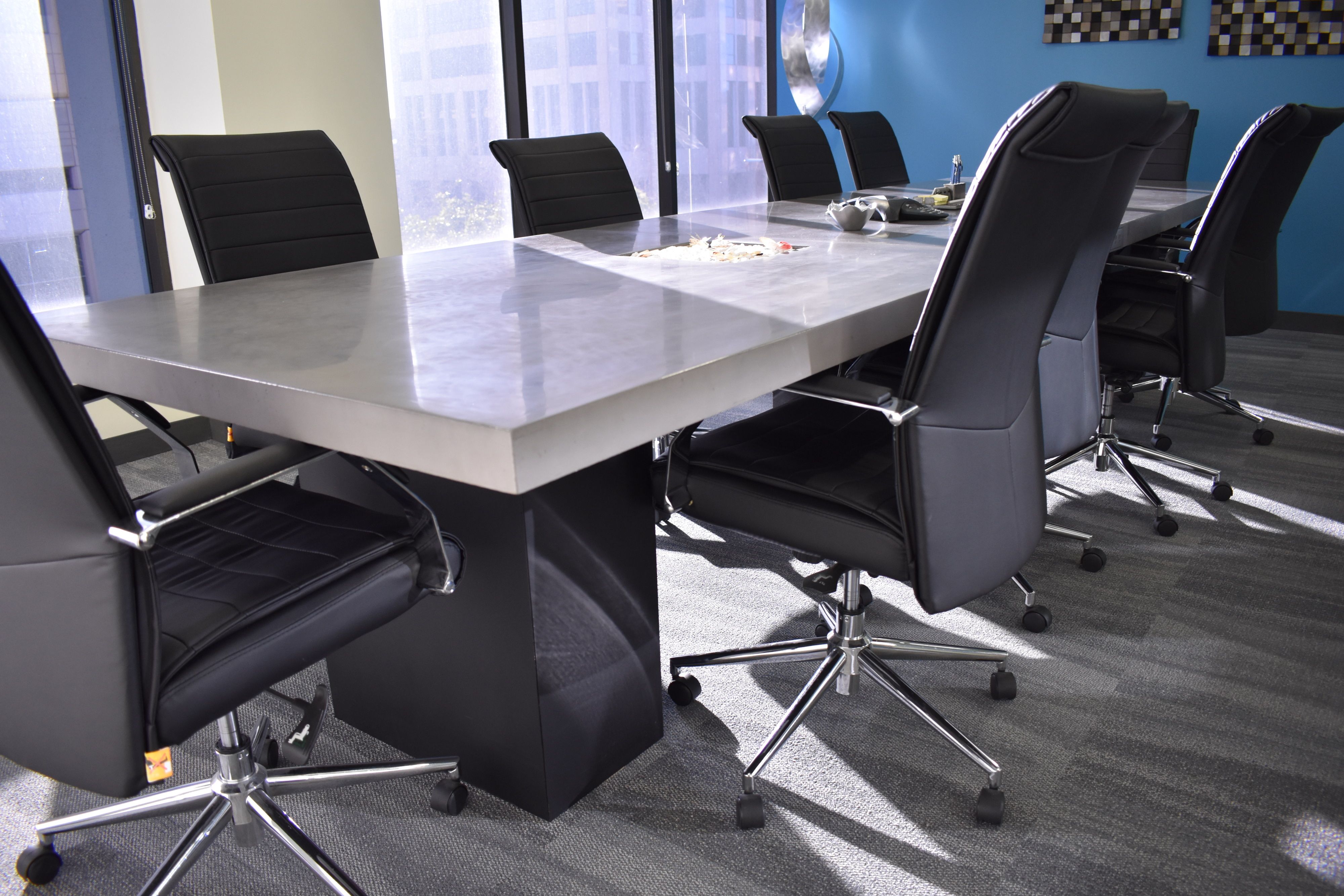 Hand Crafted Concrete Conference Table (Epoxy) by Prodigy Built