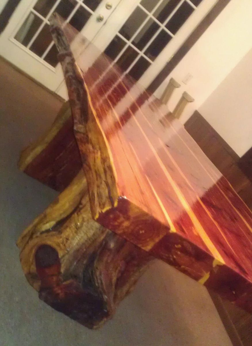 Custom Live Edge Cedar Dining Table Set by Cedar Furniture Lodge, LLC