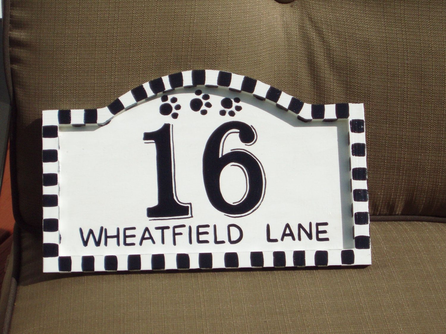 Hand Made Hand Painted House Number Sign by Michele Sprague Design