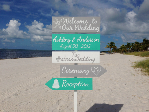 Custom Made Wedding Welcome Sign, Aqua Beach Wedding Decor