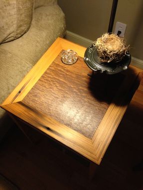 Custom Made Reclaimed Pine End Table With Quilted Mahogany Top