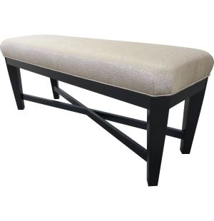 Custom Made Upholstered Bench On Crisscross Wood Base