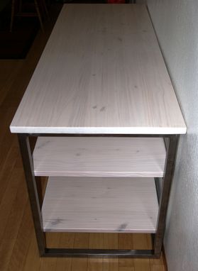 Custom Made Modern Urban Industrial Desk, Wood & Metal Office Desk With Shelves, Work Station, Craft Table