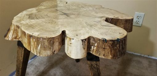 Custom Made Live Edge Epoxy End Table Sycamore Large