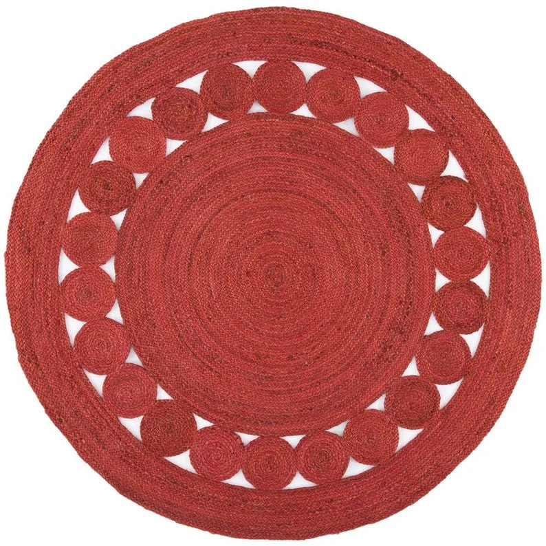 Buy Hand Crafted Handmade Natural Scalloped Round Jute Rug, made