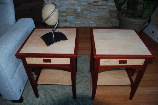 Custom Made Mindy's Padouk And Curly Maple End Tables