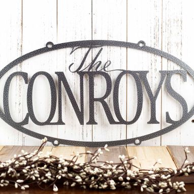 Custom Made Oval Name Sign, Last Name Metal Sign, Metal Signs Outdoors, Gate Sign Personalized