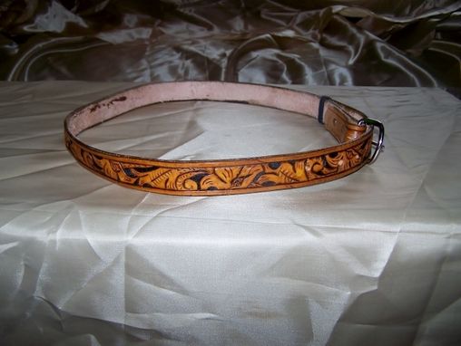 Custom Made Hand Tooled Leather Belt. 1-1/4" With  "Stephanie" Design
