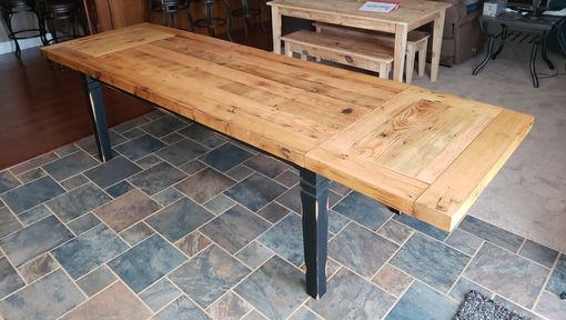 Custom Made Oak Thick Top Farm Table With Comapny Boards