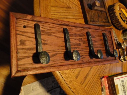 Custom Made Handmade Coat Rack With Railroad Spike Hooks