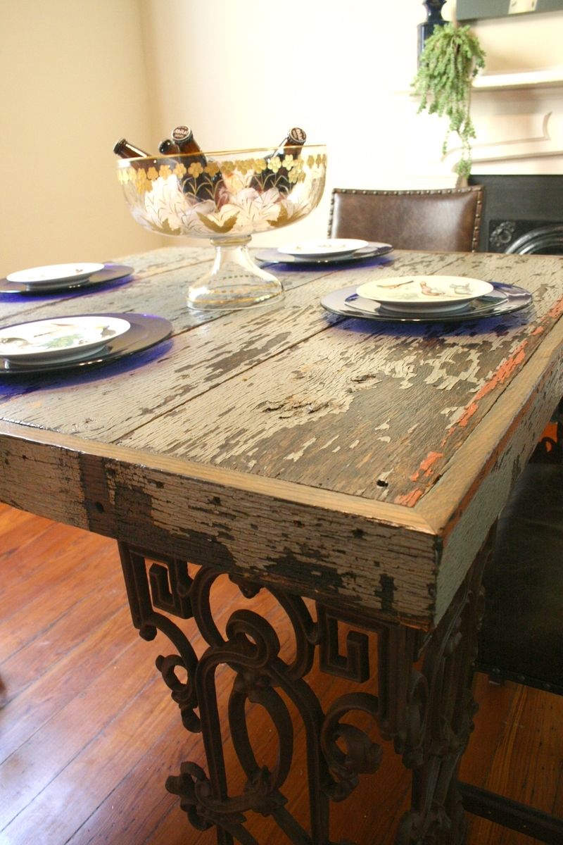 Custom Made New Orleans Dining Room Table Made From Distressed Wood And