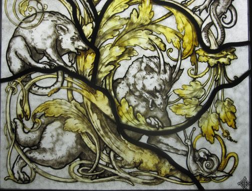Custom Made Michel Lienard Stained Glass Panel