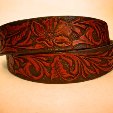 Custom Made Hand Tooled Leather Belt