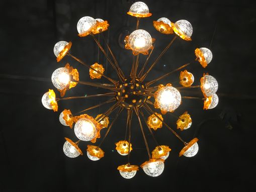 Custom Made Glass And Gold Led Chandelier