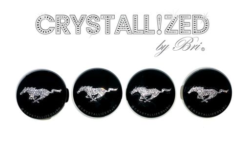 Custom Made Ford Mustang Crystallized Car Wheel Center Caps Bling Genuine European Crystals Bedazzled