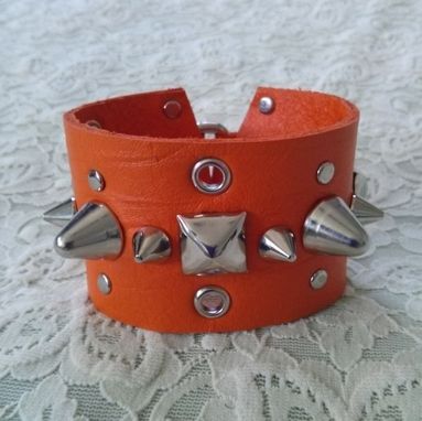 Custom Made Spiked And Studded Leather Bracelet Cuff | Spiked Cuff | Studded Leather Cuff