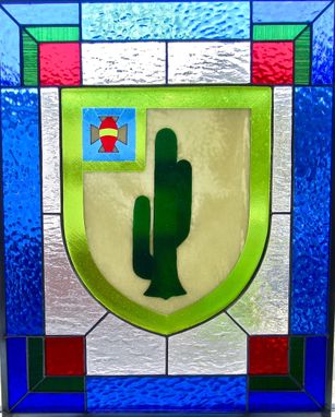 Custom Made Fused Glass And Stained Glass Panel - Army Change Of Command