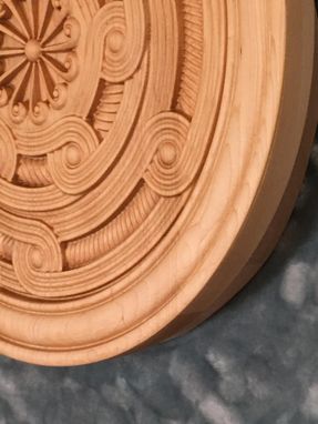 Custom Made Rope Medallion Carved Wood Art Piece