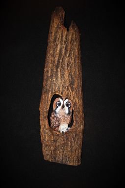 Custom Made Owl Wood Wall Carving Sculpture