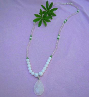 Custom Made Rose Quartz And Mother Of Pearl Long Necklace-Free Shipping