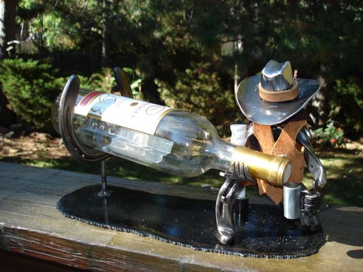 Custom Made Cowboy Wine Holder Sculpture