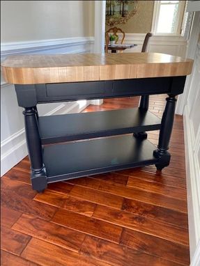 Custom Made Kitchen Island With 4" Thick Butcher Block Top