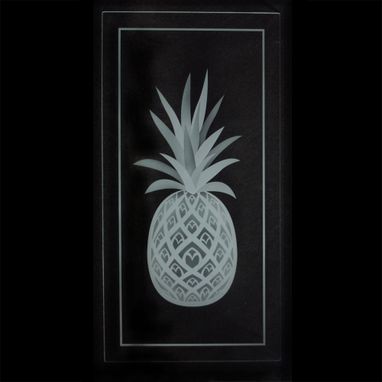 Custom Made Pineapple Etched Glass Kitchen Cabinet Carved Doors