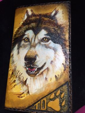 Custom Made Roper Style Pet Portrait Wallet Wolf Dog
