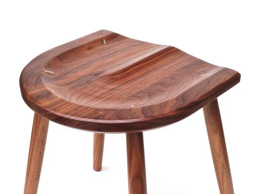 Custom Made Walnut Stool With Sculpted Seat