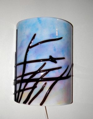 Custom Made Bird At Dawn - Fused Glass Wall Sconce