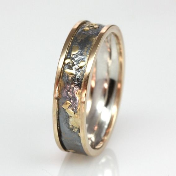 Custom Made Handmade Sterling Silver, 14k Gold, And 18k Gold Fused Ring ...