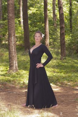 Custom Made Wrap Maxi Dress In Black Or Rich Olive Bamboo