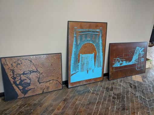 Custom Made Large Format Silkscreen On Rusted Corten Steel