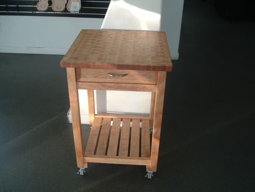 Custom Made Prairie Schooner Butcher Block Rolling Kitchen Island