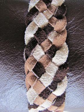 Custom Made Brown Leather Dog Clothes With Genuine Rabbit Collar & Braided Belt