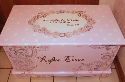 Custom Made Wooden Custom Hope Chest With A Verse Of Your Choice On Lid And Inside And Personilzed With Name.