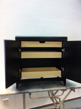 Custom Made Flame Grain Walnut Panel Shoe Cabinet