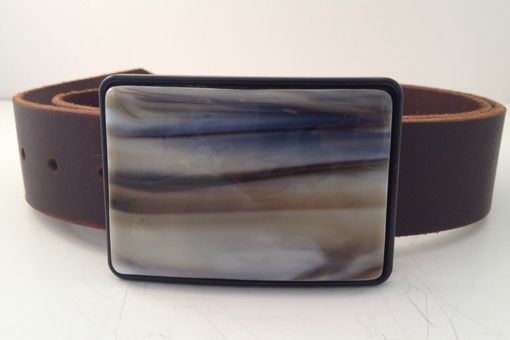 Custom Made Brown And White Fused Glass Belt Buckle